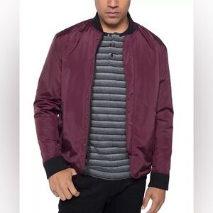 Kenneth Cole Mens Color Block Water-Resistant Bomber Jacket Rhubarb XL